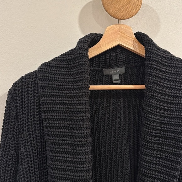 J. Crew Women’s Rob Stitch Chunky Open Front Cardigan Cozy Knit Black Size S - Picture 3 of 5